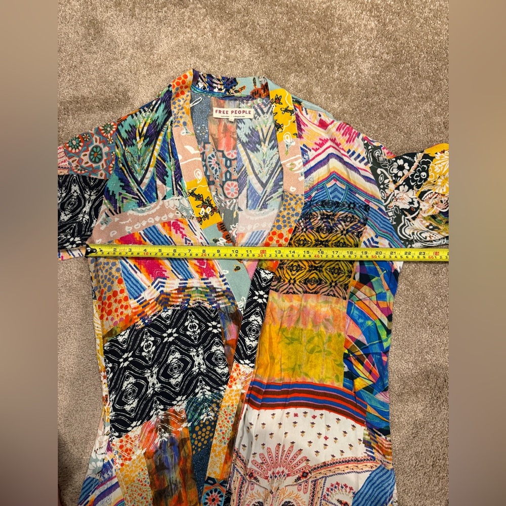 Free People Violet Printer Duster - Multicolor Bohemian Kimono - Size Small - Picture 4 of 4